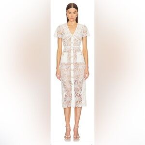 SELF-Portrait Lace Midi Dress • Cream • NWT US 6 / fits like Size 4